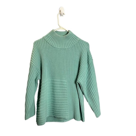 Vince Camuto Sweaters - Vince Camuto Women Large Teal Ribbed Knit Long Sleeve Turtleneck Pullover Sweate